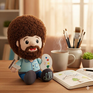 Bob Ross Big Head "Chill" Plush Doll – Fiesta Collectibles – Licensed Artist Toy